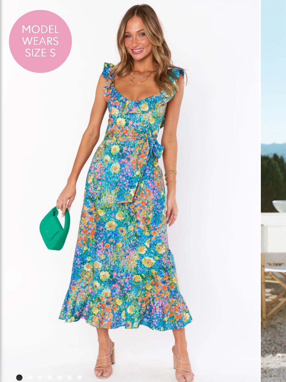 Alexis Blue & Green Floral Midi Dress